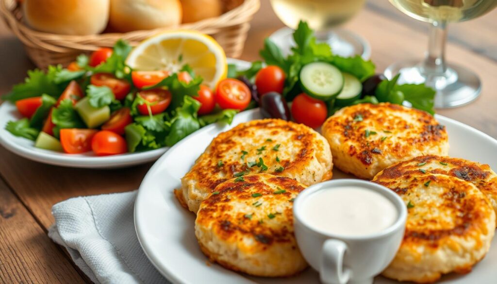 Salmon Cakes with Sides