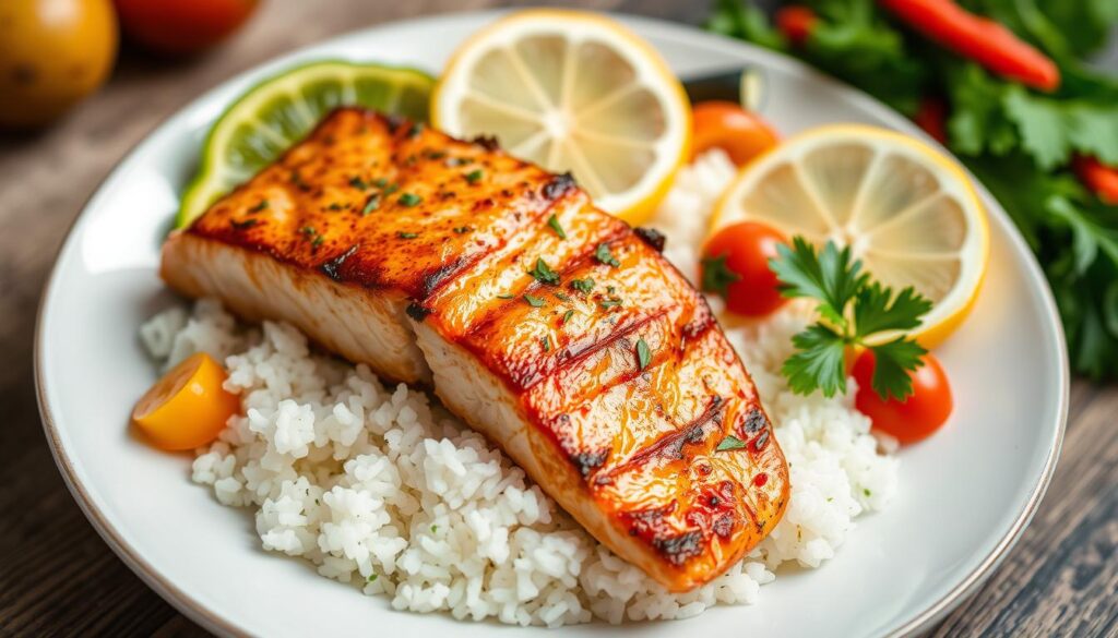 salmon and rice